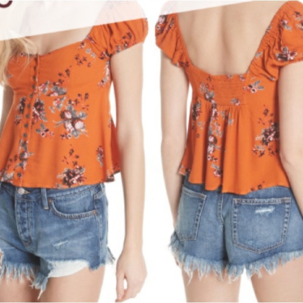 Free People Button Down with smocked back. EUC